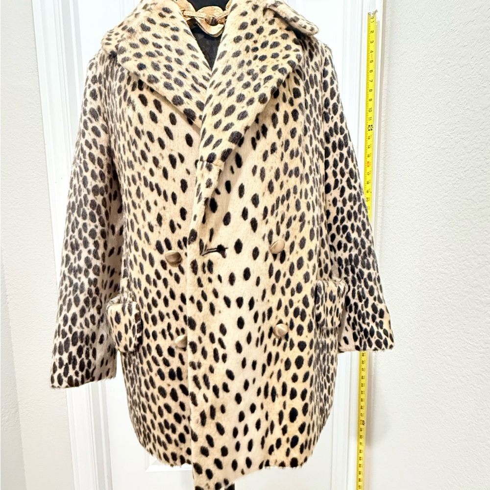 VINTAGE Faux Leopard Print Double-Breasted Women's Coat